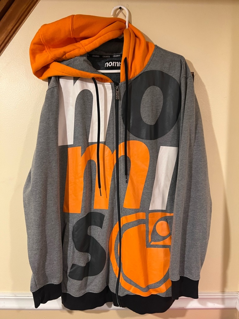 EUC Y2K Nomis Men’s XLT Full Zip Hoodie Skateboard Snowboard Gray Orange Black